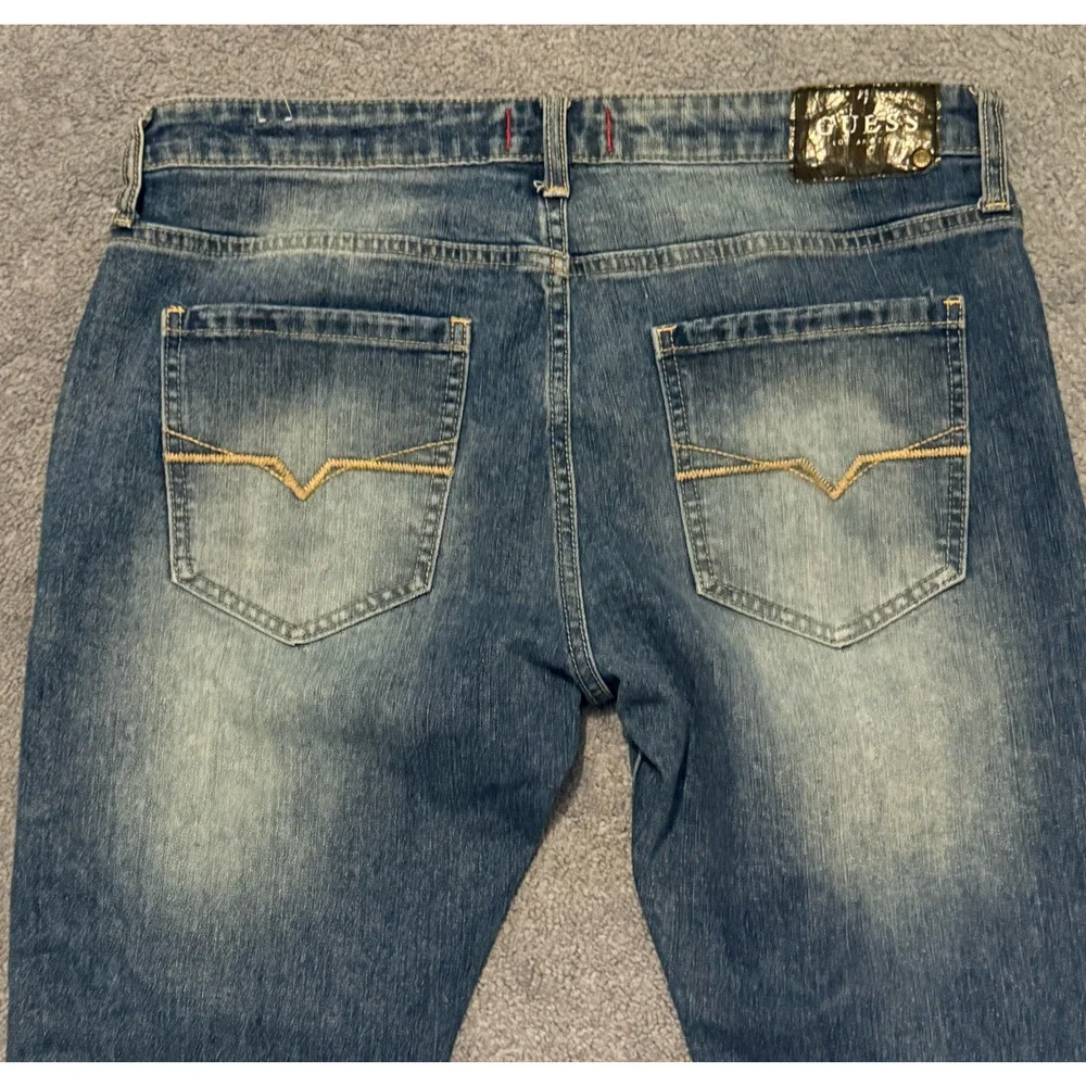 GUESS Jeans Men 34x32 Blue Scotch Fit Mid Rise Skinny Medium Wash Stretch Denimd